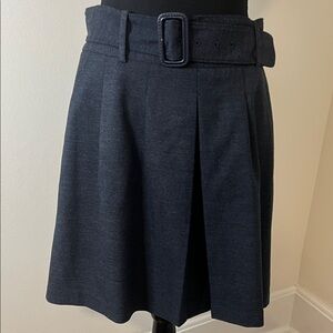 The Limited Dark Blue Navy Heathered Belted A-Line Skirt